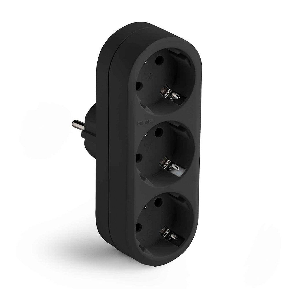 Adaptador triplo 2 p+t 16 para 250 v com entrada frontal, preta, blister_0