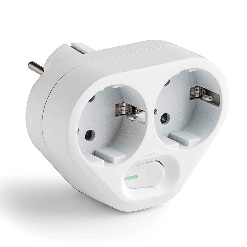 Adaptador de 2 tomadas 2p+t schuko com interruptor ip20 branco, blister_0