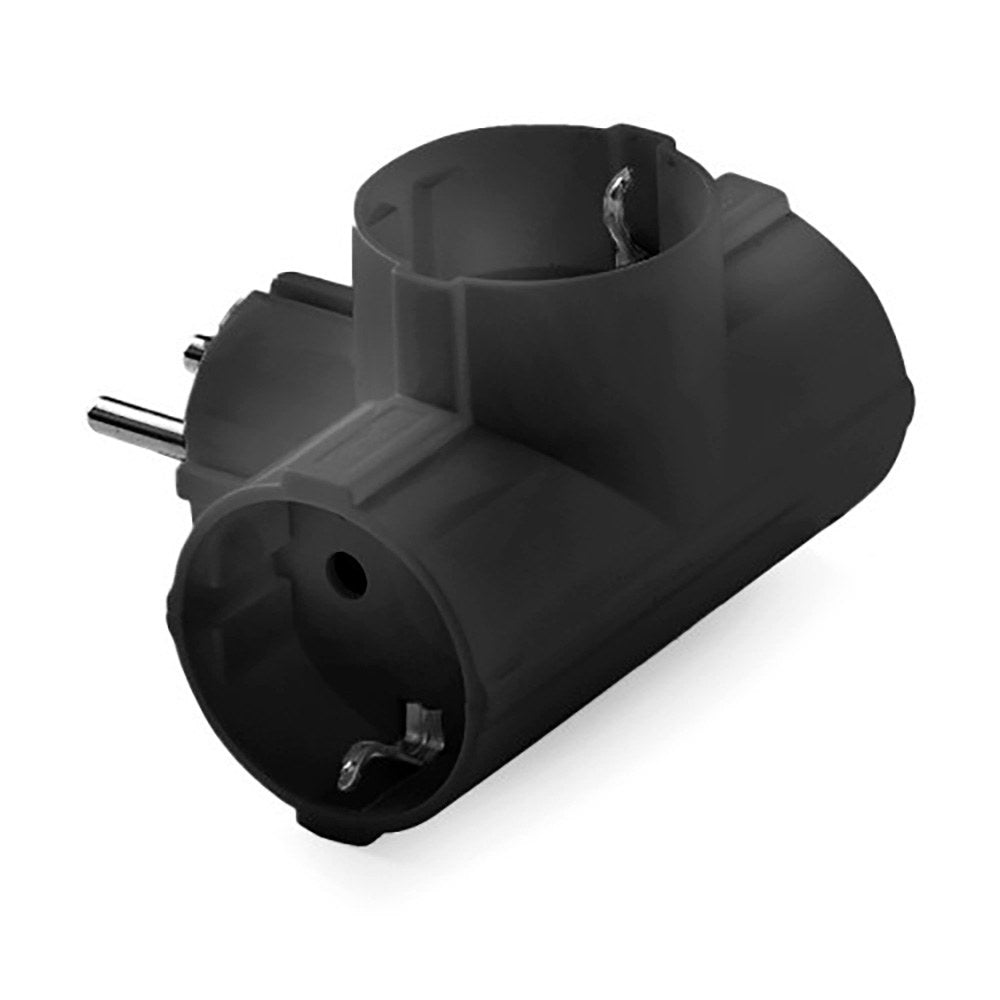 Adaptador triplo schuko 2p+t, 16a 250 v, preto, retractilado_0