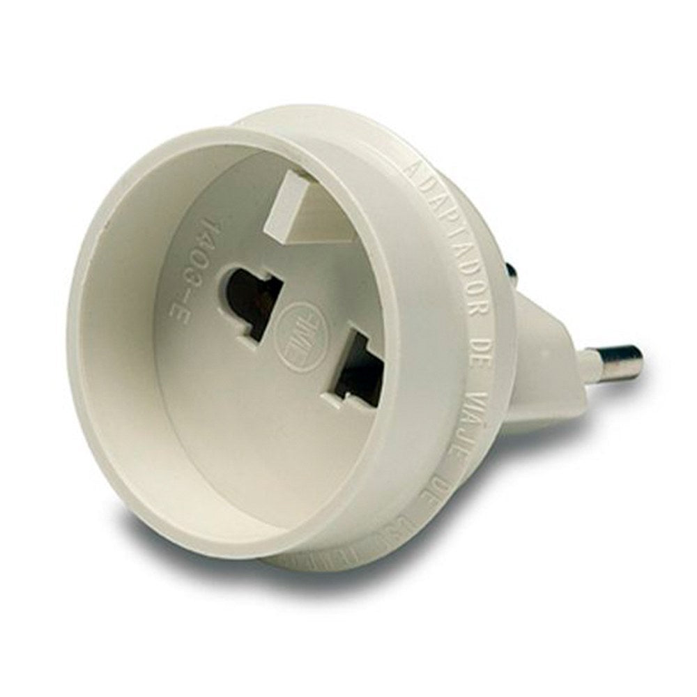 Adaptador de viagem europeu - universal, 10a 250 v, branco, retratilado_0