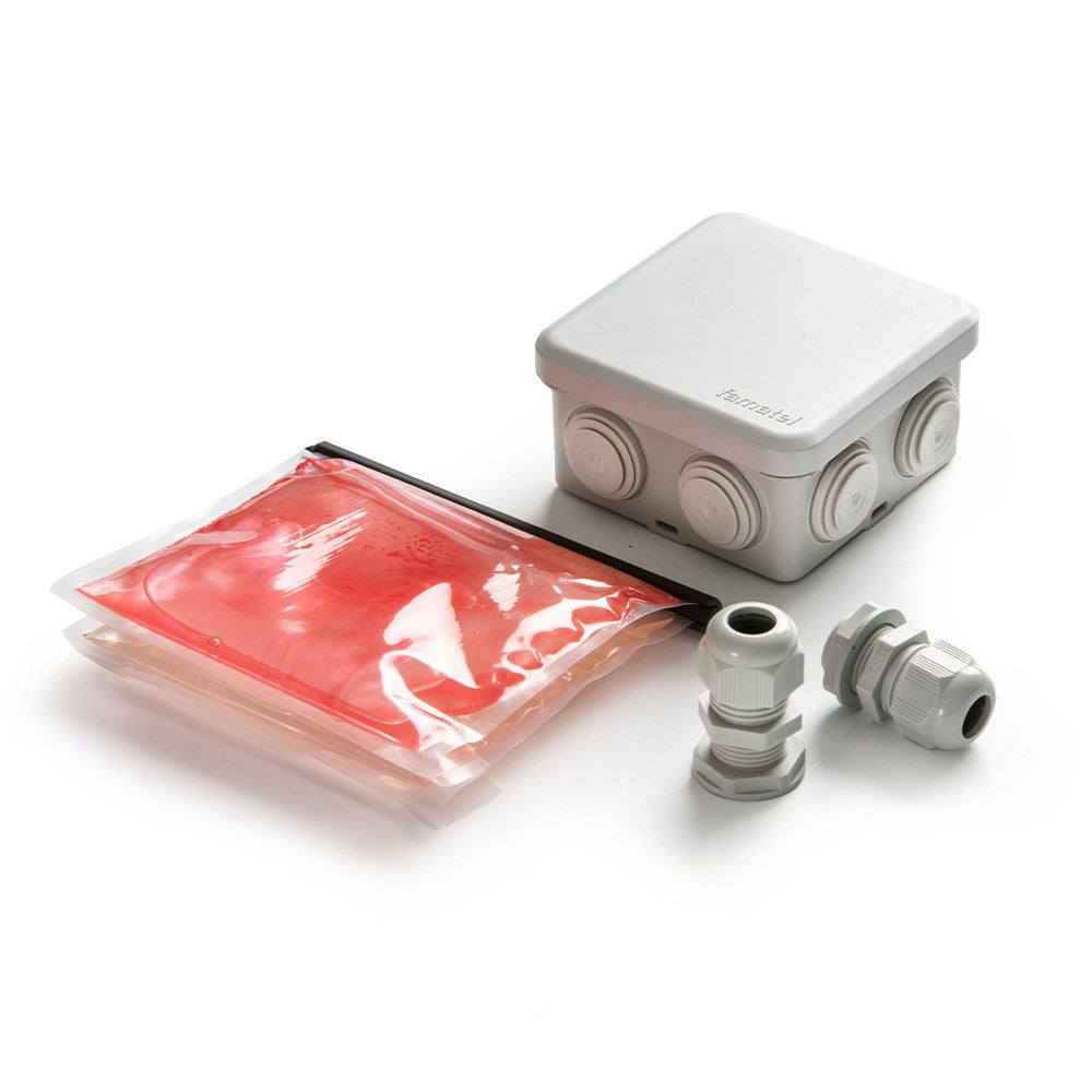 Caixa estanque quadrada ip68 80 x 80 x 36 mm + gel isolante ip68 + 2 prensa-cabos, blister_0