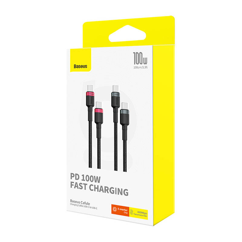 Baseus Cafule USB-C / USB-C cable 100W 1 m - red-black and black-gray (2 pcs.)_15