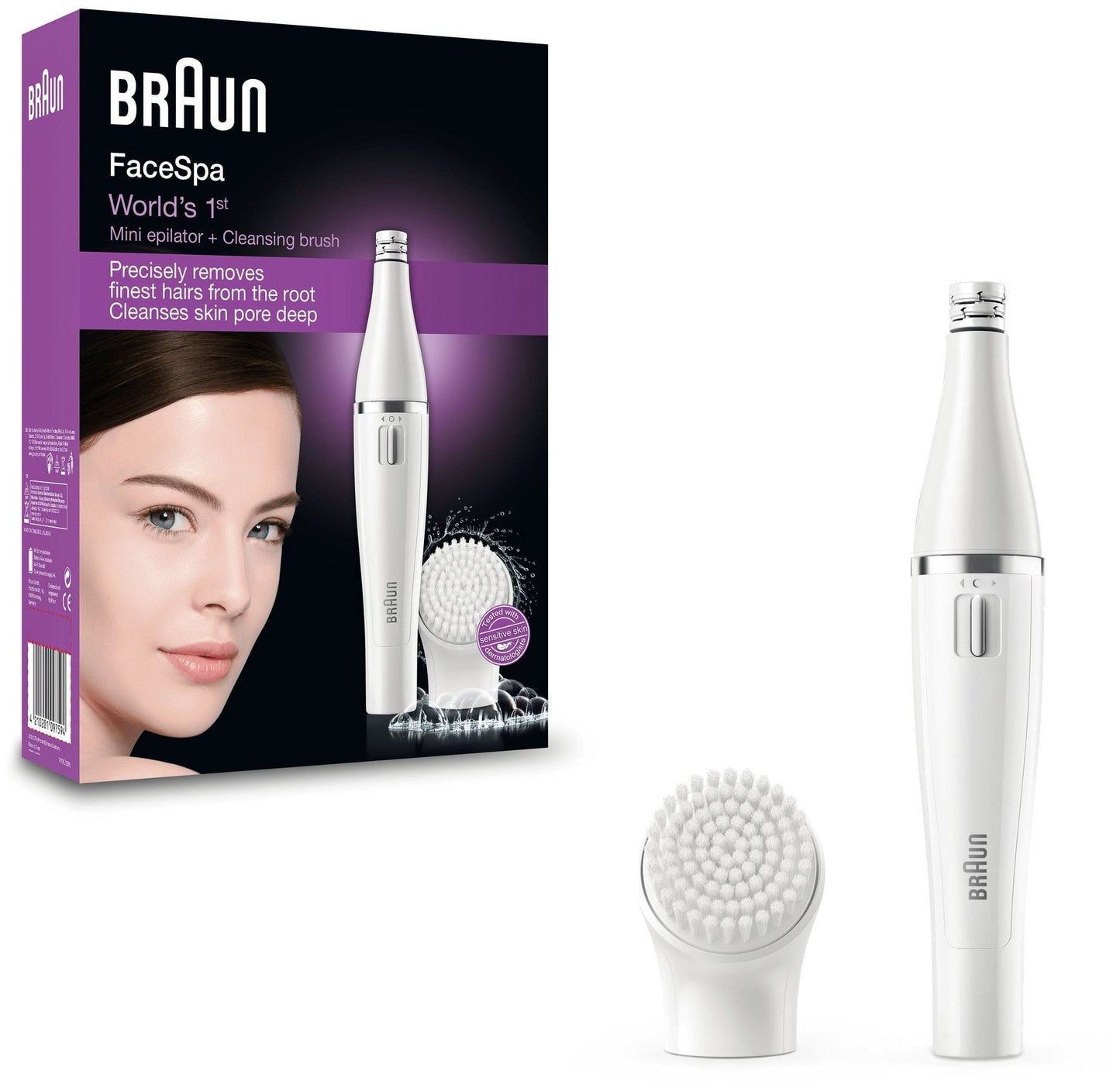 Depiladora Esfoliadora Facial SE810 BRAUN c/ escova de limpeza / Branca