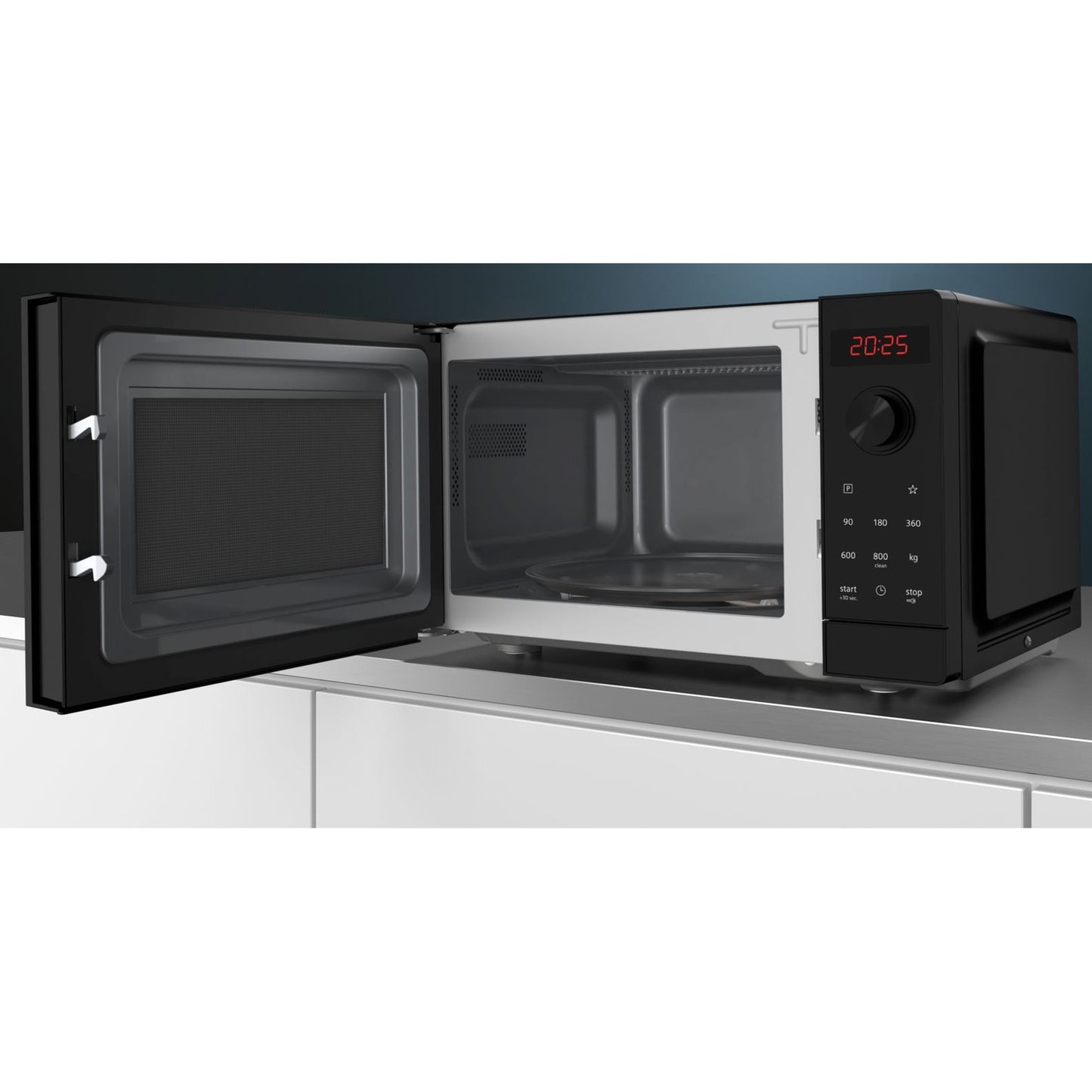 Microondas Siemens FF023LMB2 iQ300 / 44 x 26 cm / 800 W / prato giratório de 27 cm / programas automáticos cookControl7 / 20 L / Preto
