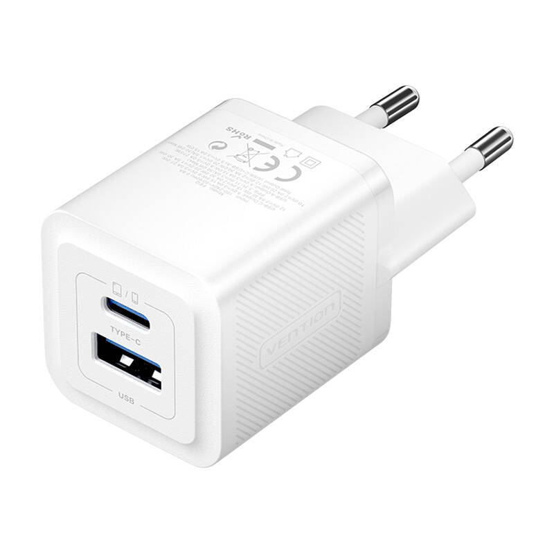 Cargador Gan de Pared Vention FEQW0-EU/ 1xUSB Tipo-C/ 1xUSB/ 30W_1