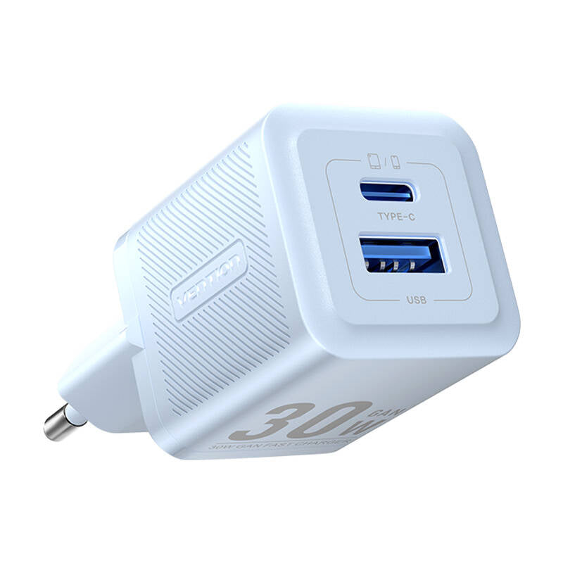 Cargador Gan de Pared Vention FEQL0-EU/ 1xUSB Tipo-C/ 1xUSB/ 30W_1