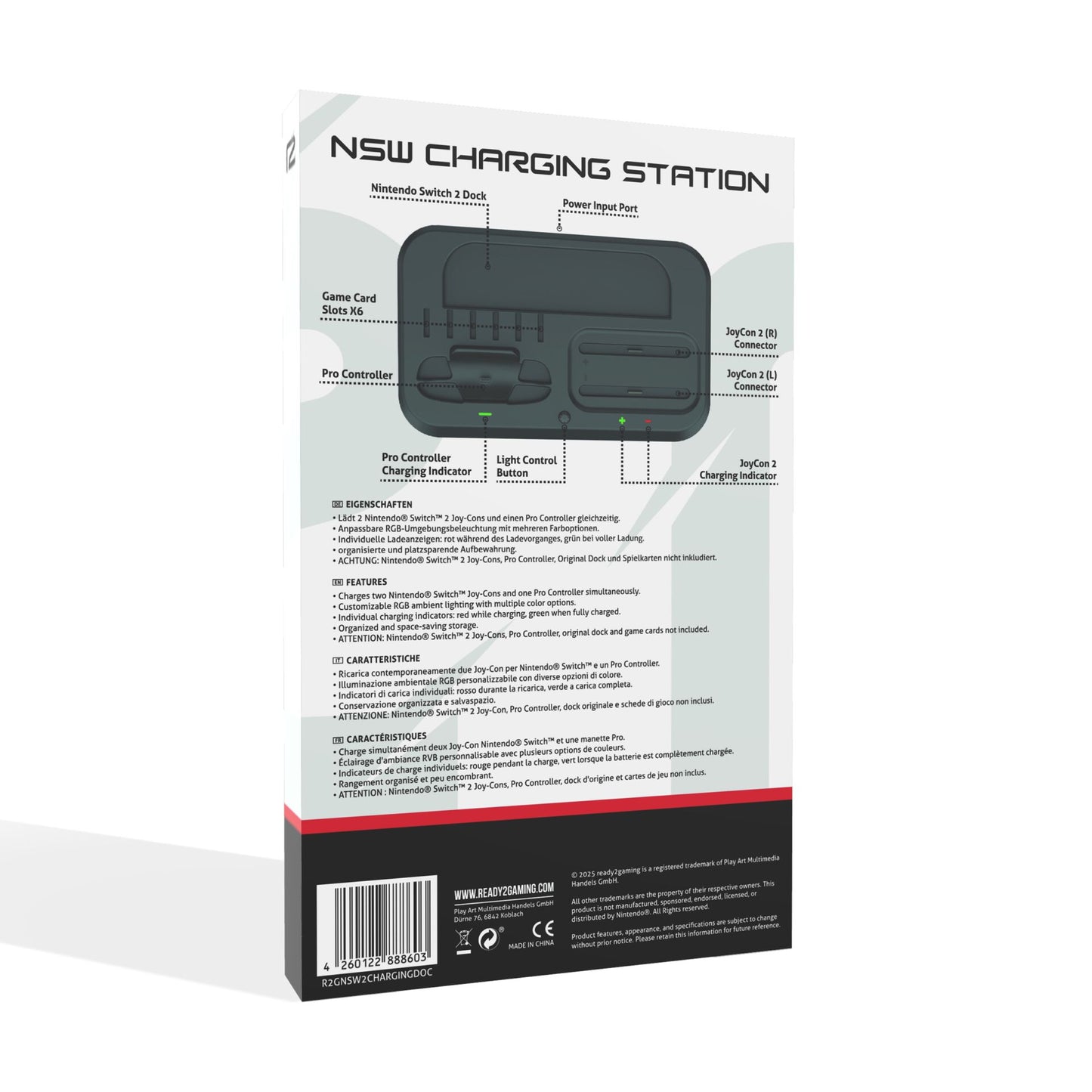 Base de Carregamento ready2gaming Nintendo Switch 2 RGB