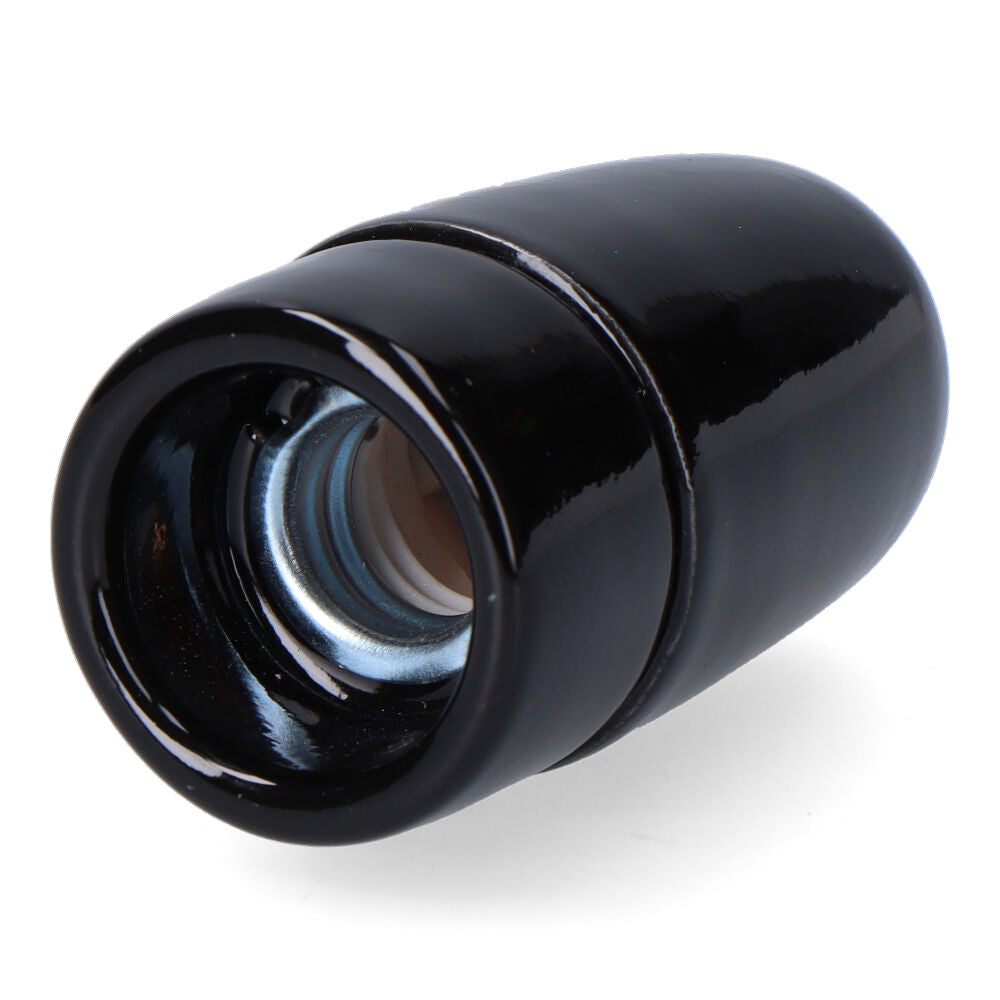 Casquilho de lâmpada em cerâmica vintage e14, 60 w 250 v, preto, ø35 x 60 mm (embalado em pelÃcula plástica)_0