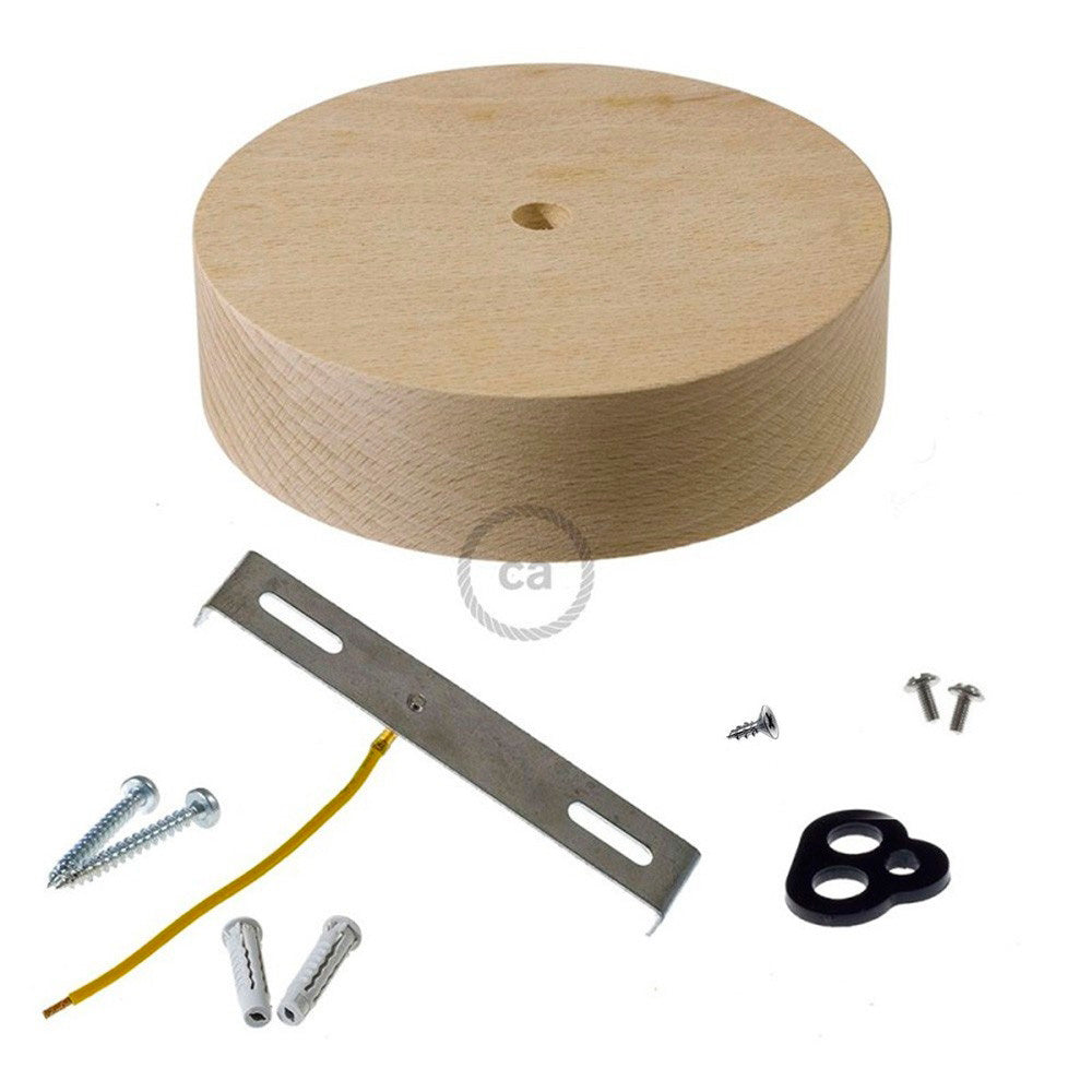 Suporte para lâmpada pendente de madeira ø120 x 32 mm, orifÃco central 10 mm, para cabo têxtil_0