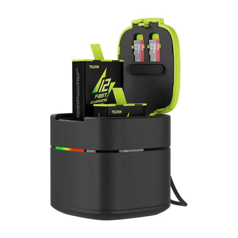 Fast charging box TELESIN for GoPro Hero 12/11/10/9 batteries_1