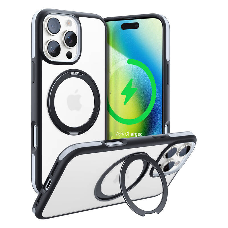 Torras Ostand R Fusion Case for iPhone 16 Pro (Black)_3