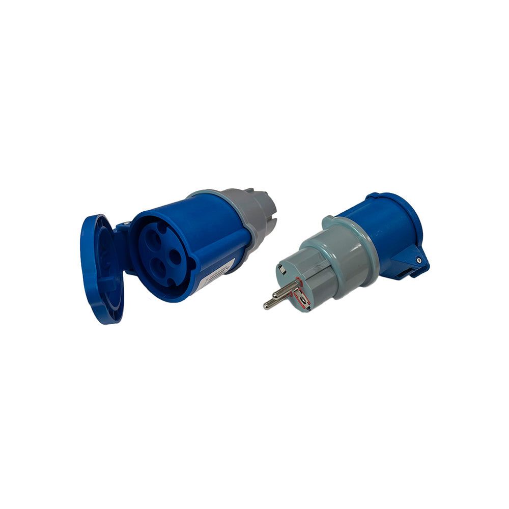 Adaptador schuko macho para cetac fêmea, 2p+t, 250 v 16 a, azul e cinza_0