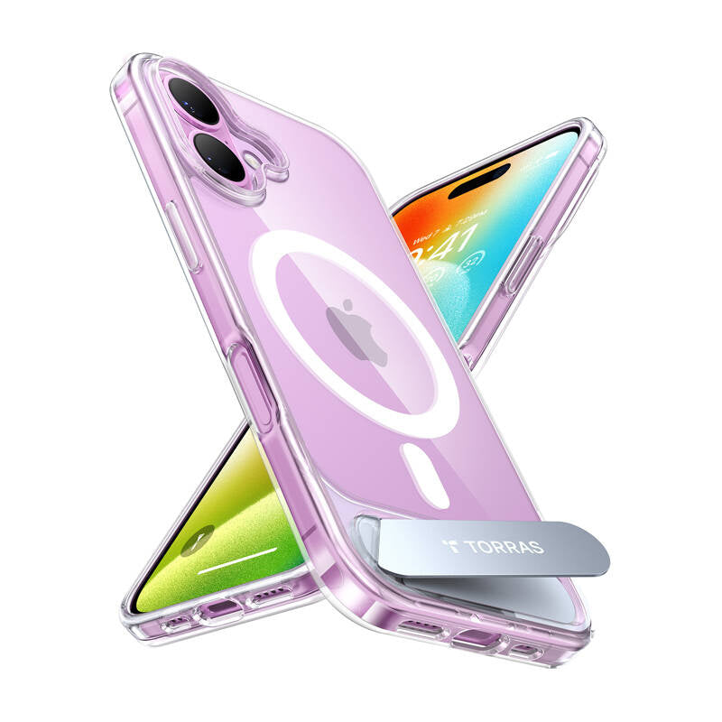 Torras Pstand Series Case for iPhone 16 (Transparent)_1