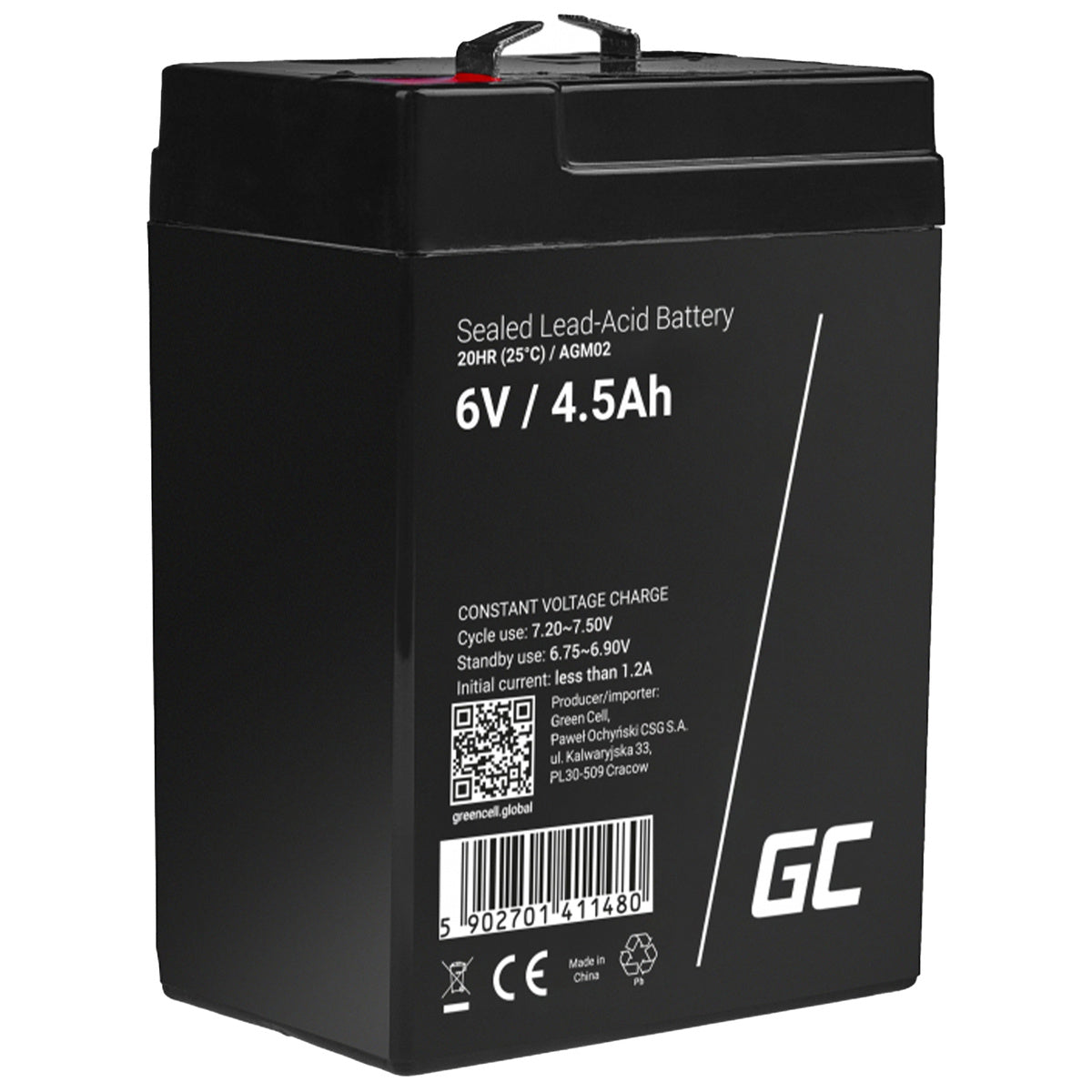 Maintenance-free AGM VRLA Battery Green Cell AGM02 6V 4.5Ah (for alarm system, cash register, toy)_0