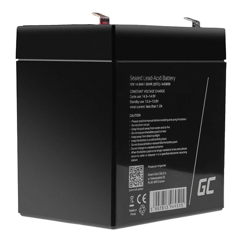 Maintenance-free AGM VRLA Battery Green Cell AGM59 12V 4Ah (for UPS, toys, cash registers, scales)_0