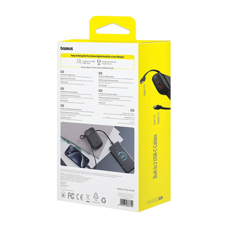 Baseus QPow 2 30W 10000mAh Power Bank with Built-in USB-C Cables - Black_15