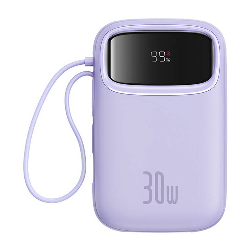 Baseus QPow 2 30W 10000mAh Power Bank with Built-in USB-C Cables - Purple_1