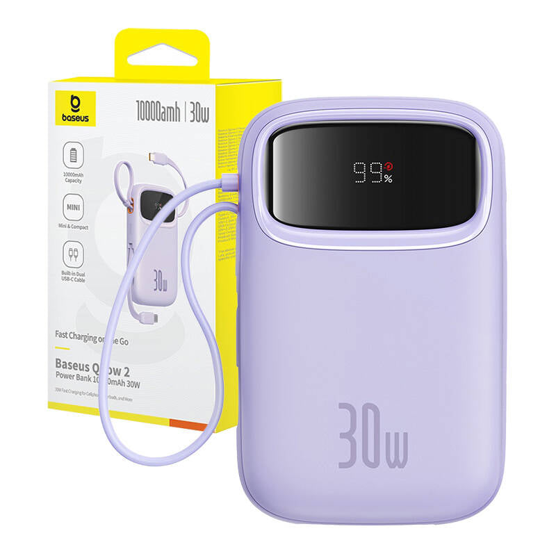 Baseus QPow 2 30W 10000mAh Power Bank with Built-in USB-C Cables - Purple_17