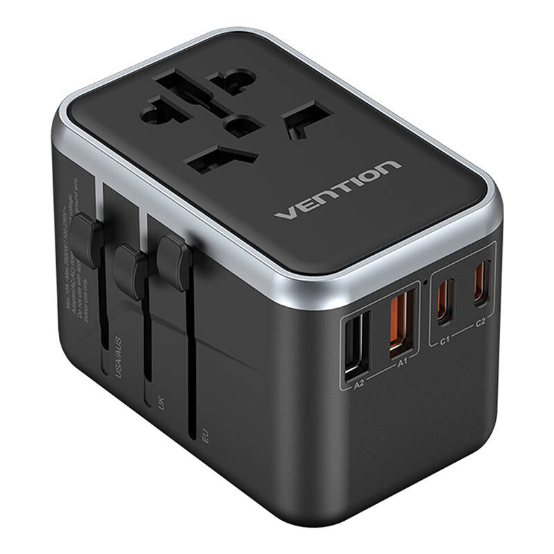 Vention FJFB0 GaN 2xUSB-C 2xUSB-A Universal Travel Adapter 65W (black)_0