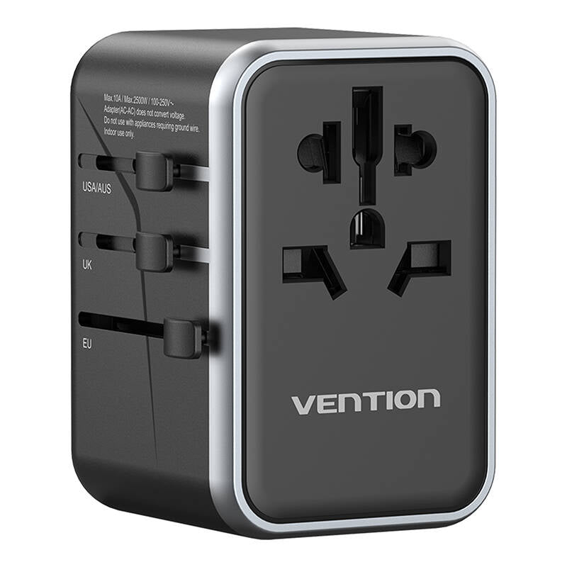 Vention FJFB0 GaN 2xUSB-C 2xUSB-A Universal Travel Adapter 65W (black)_1