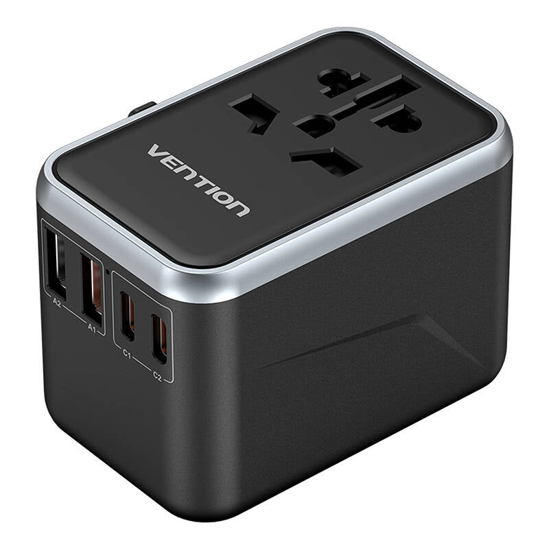Vention FJFB0 GaN 2xUSB-C 2xUSB-A Universal Travel Adapter 65W (black)_2
