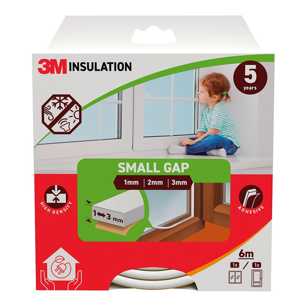 Perfil isolante clássico para frestas pequenas de 1 - 3 mm, branco, 6 m_0