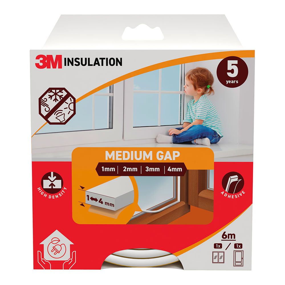 Perfil isolante clássico para frestas médias de 1 - 4 mm, branco, 6 m_0