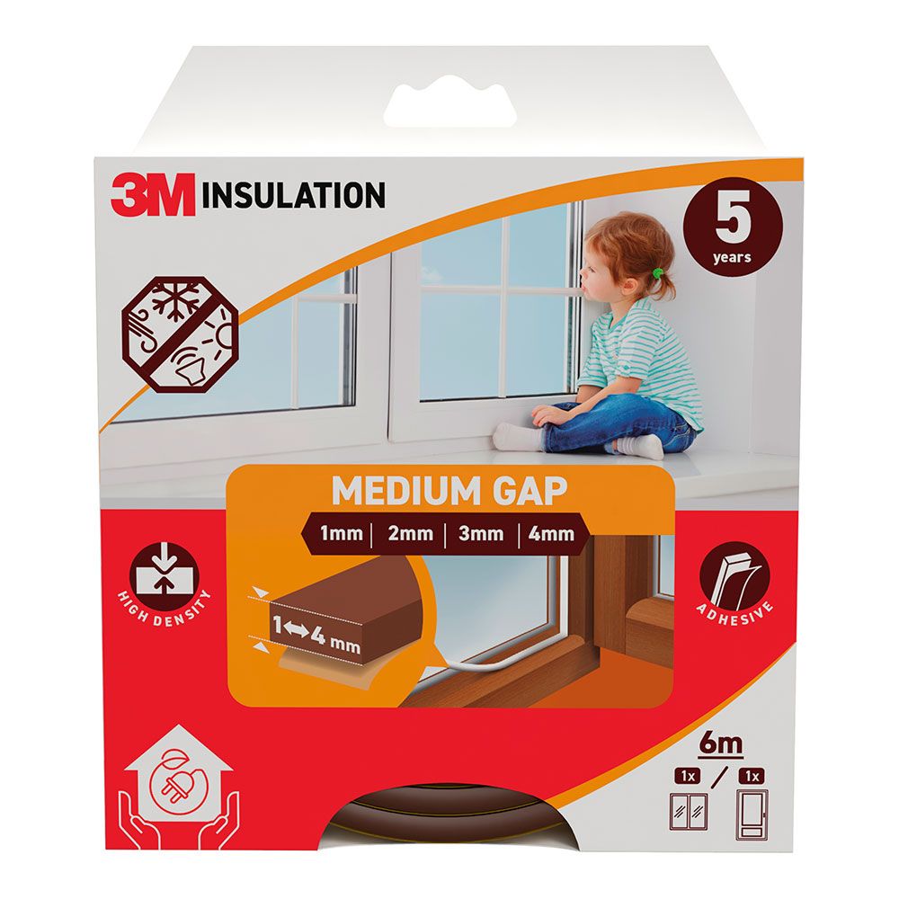 Perfil isolante clássico para frestas médias de 1 - 4 mm, castanho, 6 m_0