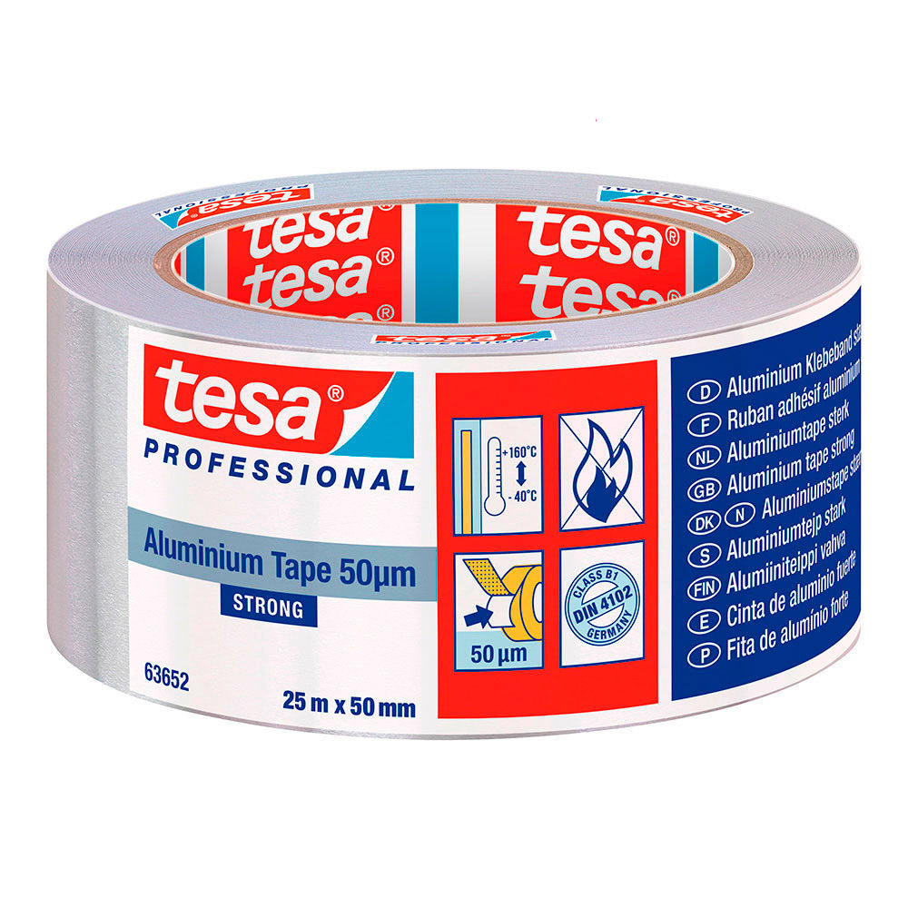 Fita de alumÃnio forte 50 micrómetro 25m x 50mm 63652 tesa_0