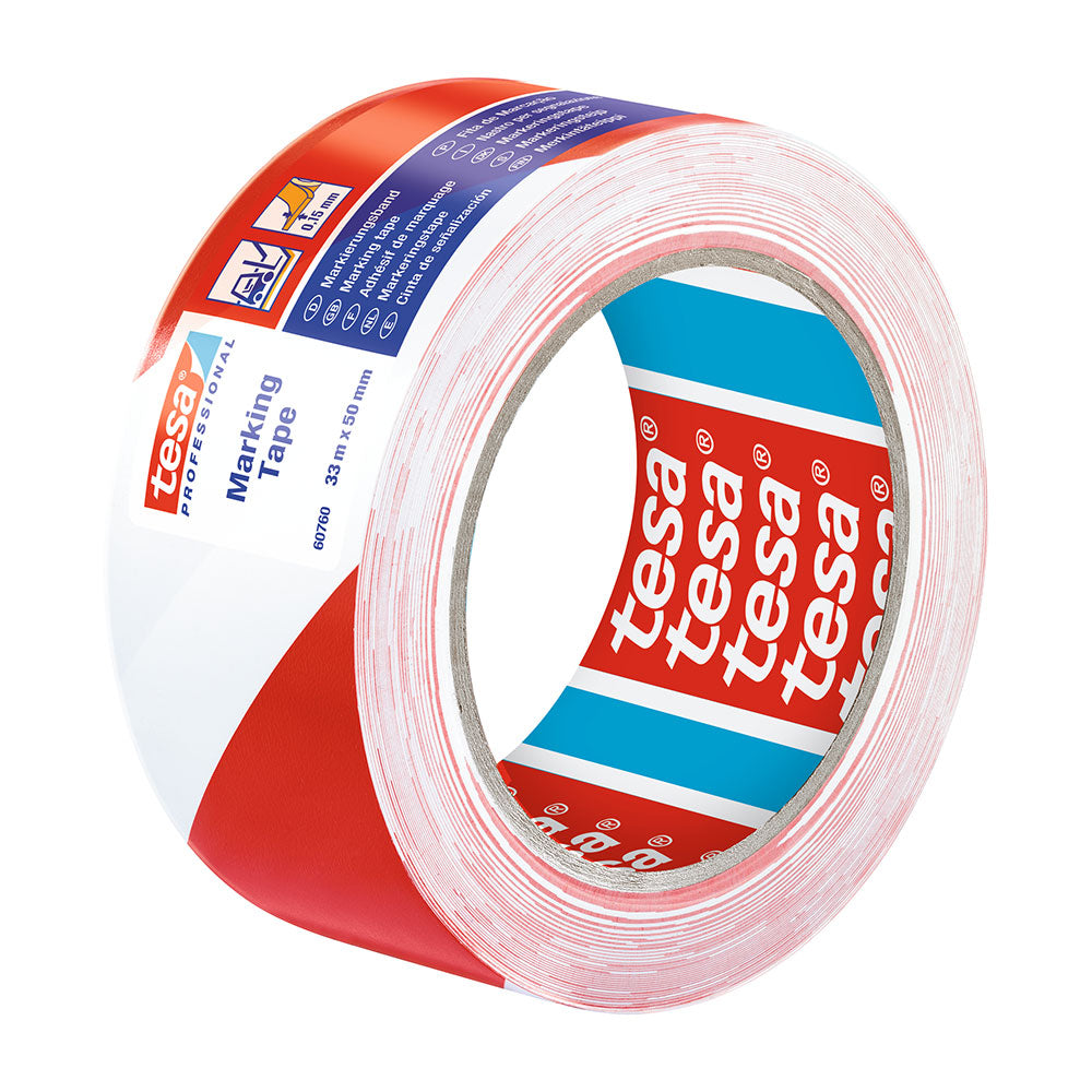 Fita de sinalização adesivo vermelho/branco 33m x 50mm 60760 tesa_0