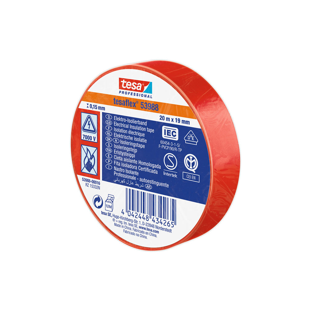 Fita isolante homologada vermelha 20m x 19mm 53988 tesa_0