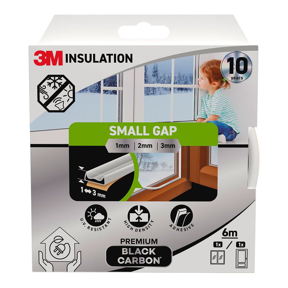Perfil isolante premium para frestas pequenas de 1-3 mm, branco, 6 m_0