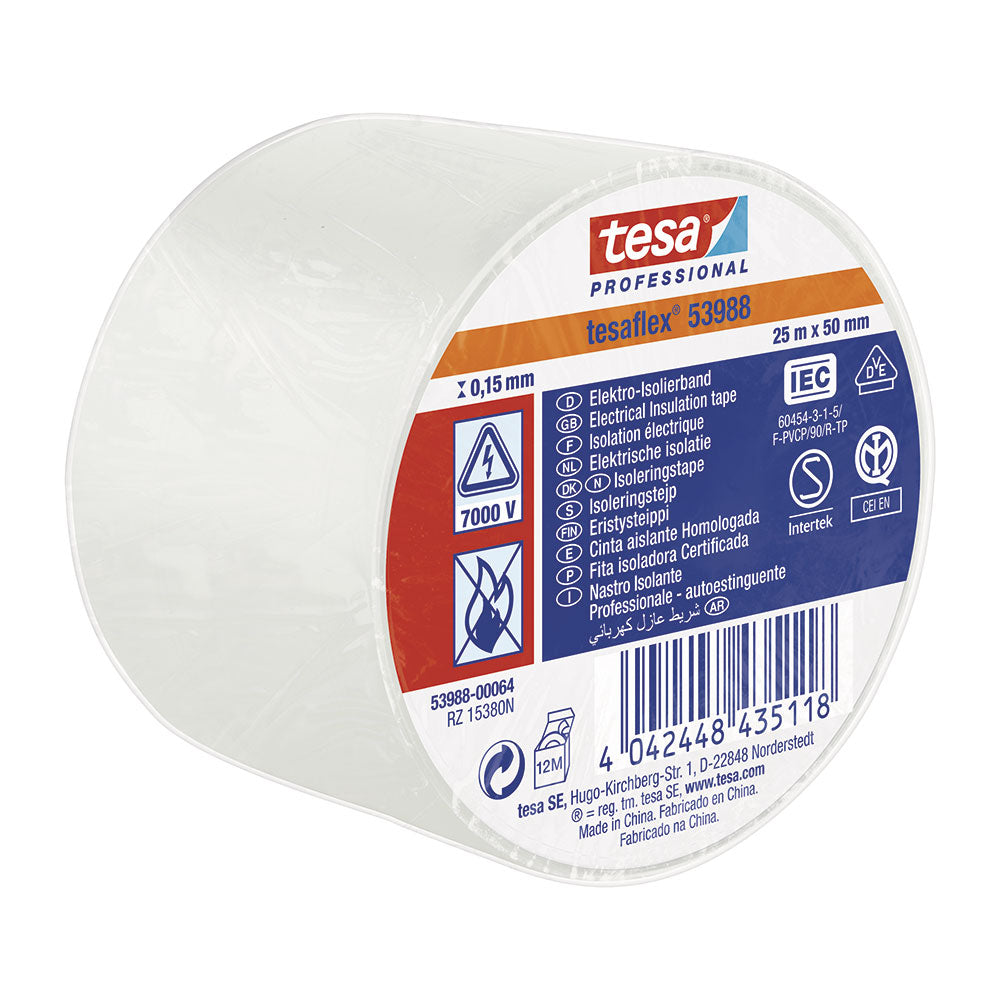 Fita isolante tesa 53988 homologada 25m x 50mm branca_0