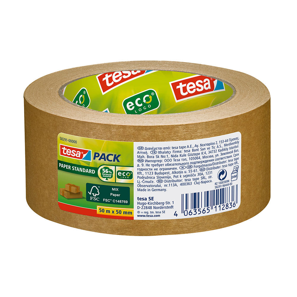 Fita cola para embalar de papel ecológico 50m x 50mm tesa_0