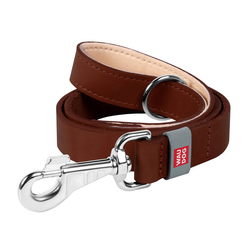 WAUDOG natural leather dog leash 14 mm wide, 122 cm long brown_0
