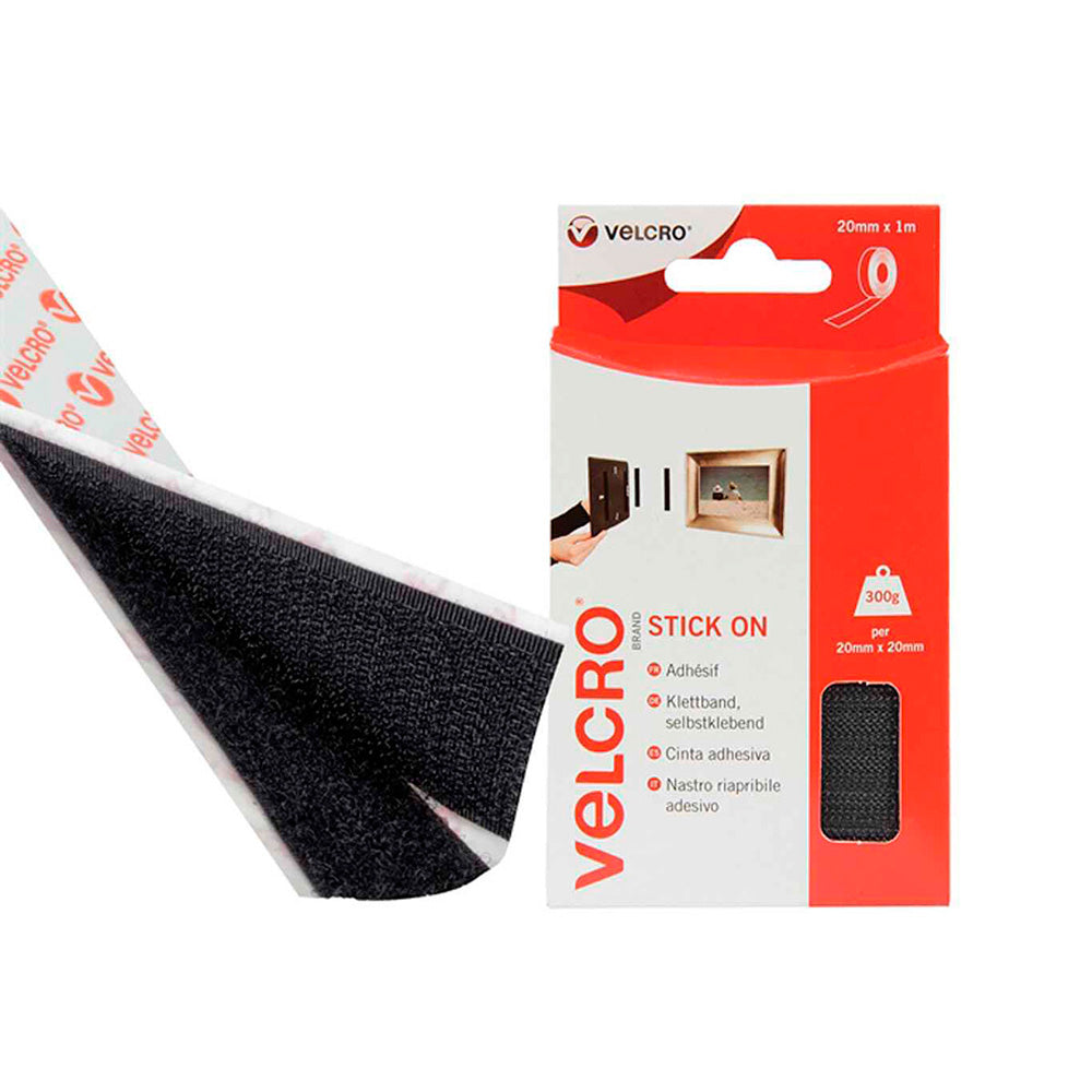 Fita adesiva velcro uso geral cor preta 20 mm x 1 m_0