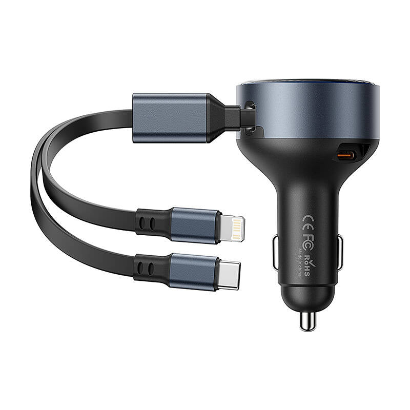 Cargador de Coche Vention FFOB0/ 1xUSB Tipo-C Macho/ 1xUSB Tipo-C hembra/ 1xLightning Macho/ 30W_2