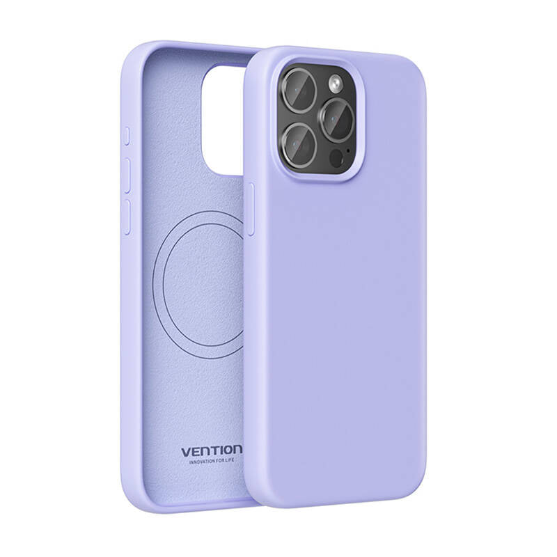 Funda Silicona con Magsafe Vention KUFV0-40/ Compatible con iPhone 15 Pro Max/ Morada_2