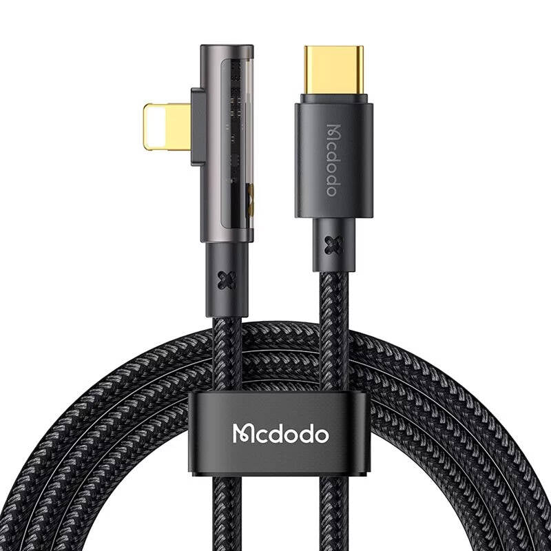 McDodo CA-3390 36W 1.2m USB-C to Lightning angle cable (black)_0