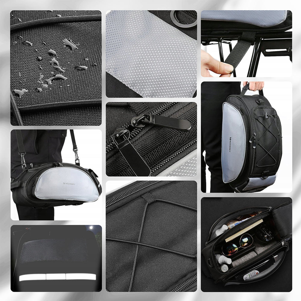 Wozinsky Bike Pannier Bag with Shoulder Strap 13L Black (WBB1BK)_1