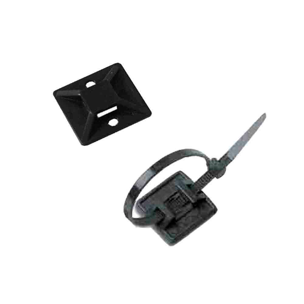 Pack 100 unid. base de fixação adesiva preta para abraçadeira 3,6mm_0