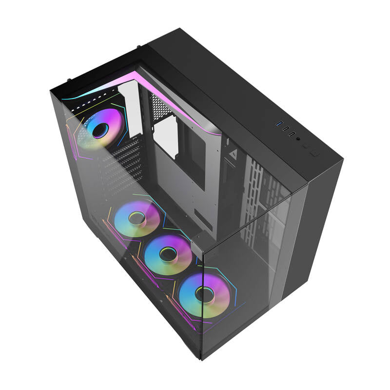 Darkflash TH285 computer case (black) + 4 fans_5