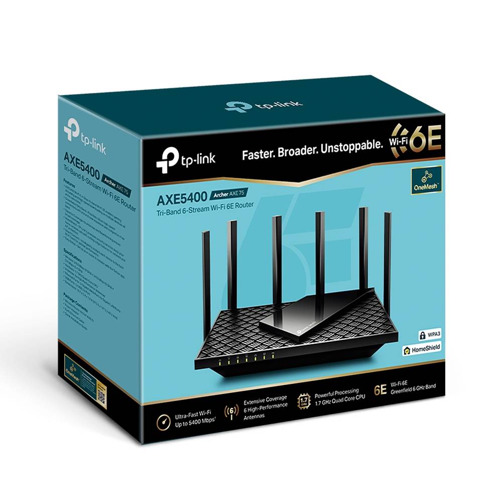 TP-LINK Archer AXE75 / Router WLAN / Cor Preto