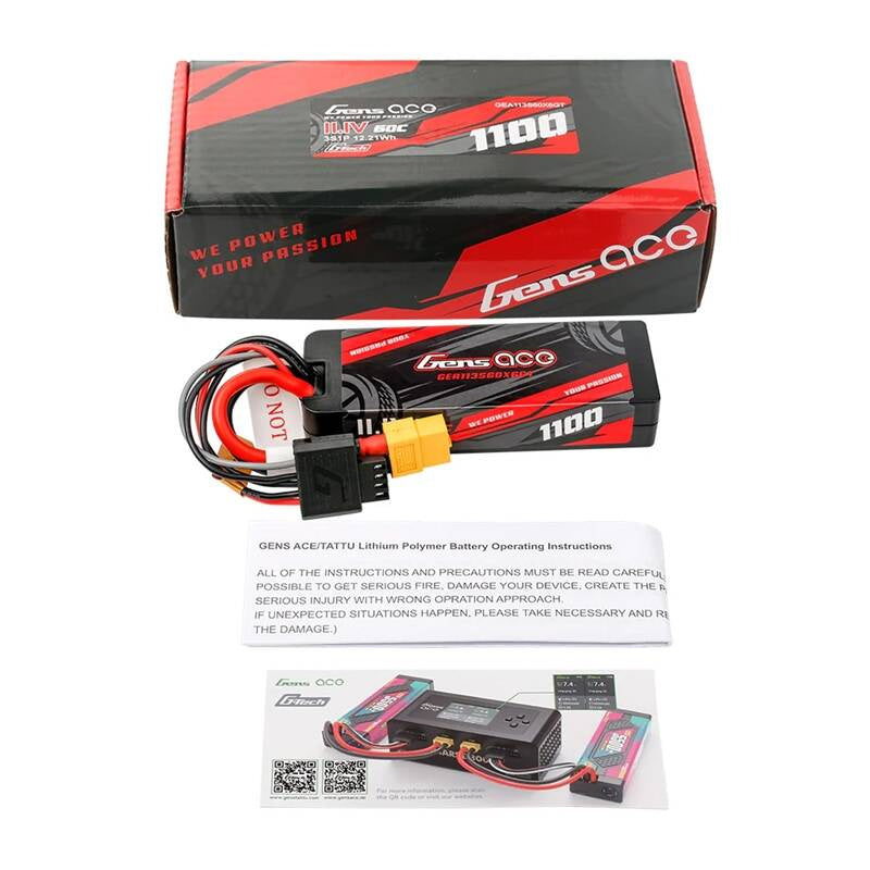 Lipo Gens ace G-Tech 1100mAh 11.1V 3S1P 60C GRP-76 Hardcase Battery with XT60 Plug_4