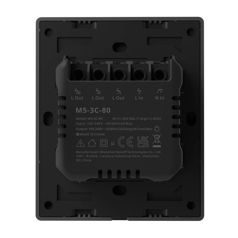 Smart WiFi wall switch SONOFF M5-3C-80 (3-channel, for frame, graphite)_5