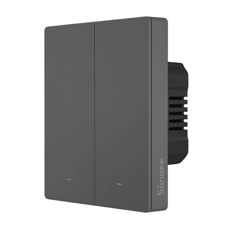 Smart WiFi wall switch SONOFF M5-2C-80 (2-channel, for frame, graphite)_3