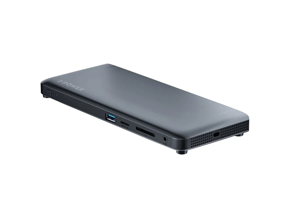 Docking USB Tipo-C 2-Power DOC0117A/ 4xUSB/ 1xUSB Tipo-C PD/ 2xHDMI/ 1xDisplayPort/ 1xJack/ 1xRJ45/ 1xLeitor cartões SD