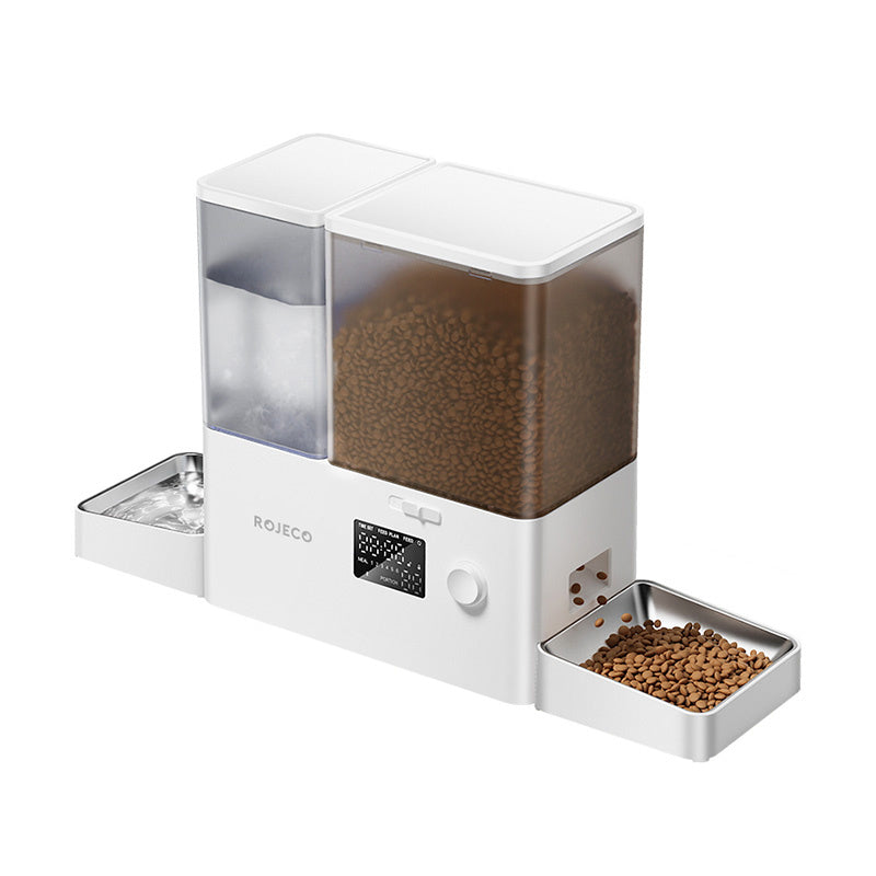 Rojeco 2 in 1 Pet Water Fountain 3.5L & Feeder 5L Button Verson (white)_0