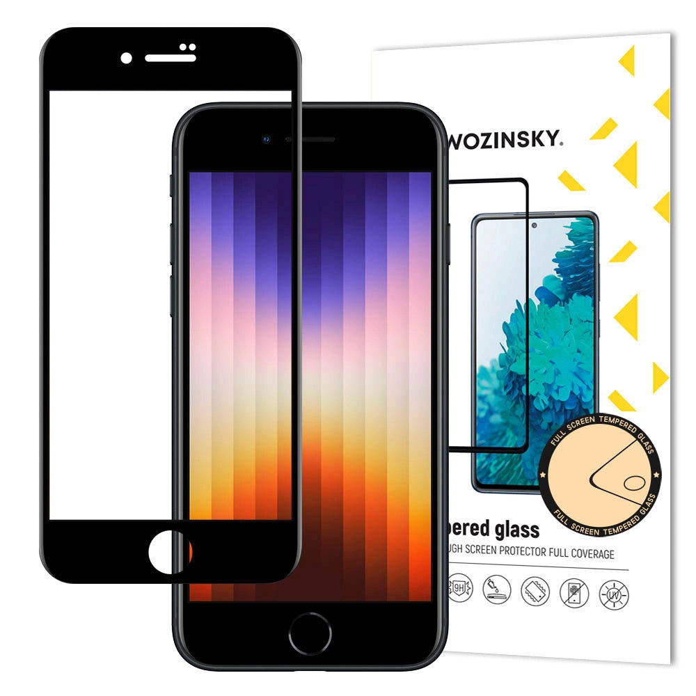 Wozinsky Super Durable Full Glue Tempered Glass Full Screen with Frame Case Friendly iPhone SE 2022 / SE 2020 / iPhone 8 / iPhone 7 Black_0
