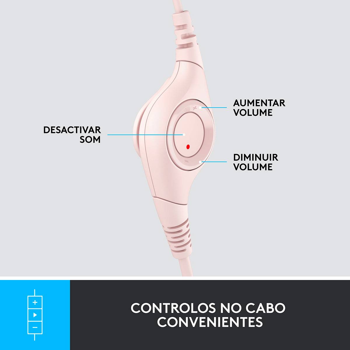 Headset Logitech H390 USB Rosa